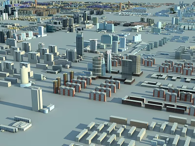 Detailed Urban City Model Featuring High Rise And Low Rise Buildings Layout 3d model