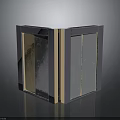 Modern L shaped Reception Desk With Glass Panels And Gold Metal Frame