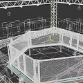 Mixed Martial Arts Octagon Arena In Sports Event With Crowd