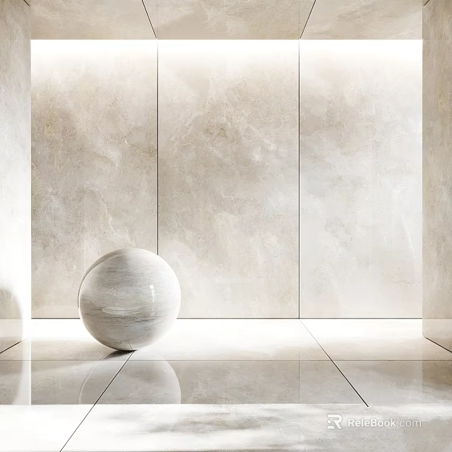 Elegant Modern Marble Components With White Sphere Walls And Polished Floor 3d model 