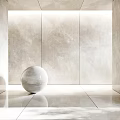 Elegant Modern Marble Components With White Sphere Walls And Polished Floor