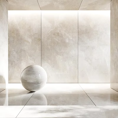 Elegant Modern Marble Components With White Sphere Walls And Polished Floor 3d model