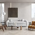 Quiet sofa tea table combination 3d model