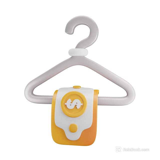 Cute Decorative Ornament Set With White Hanger Orange And White Design Cartoon Bird Pattern 3d model 