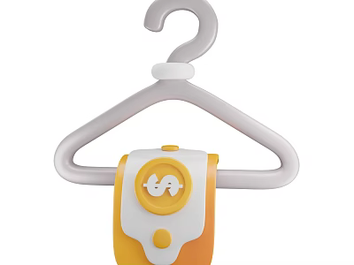Cute Decorative Ornament Set With White Hanger Orange And White Design Cartoon Bird Pattern 3d model