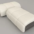 Modern White Leather Ottoman Two-Piece Set With Tufted Design Gray Accents 3d model