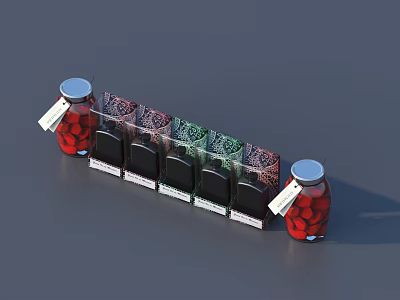Road Traffic Infrastructure With Black Reflective Blocks And Red Warning Components 3d model