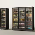 Black Glass Door Refrigerators With Single And Triple Doors Filled With Assorted Beverages