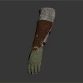 Bionic Prosthetic Arm With Metal Mesh Leather And Green Hand Design