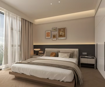 Modern Bedroom Guest Restaurant 3d model
