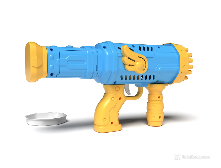 Blue And Yellow Electric Toy Bubble Gun With Accessory 3d model 