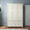 Classic White Wardrobe With Multiple Doors And Drawers In Elegant Room Setting 3d model