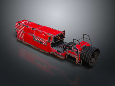 Red Tracked Household Utility Tool With Spacious Container And Durable Practical Design 3d model