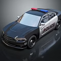 Black And White Police Car With Red Blue Lights And Law Enforcement Design