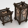 Chinese Style Wooden Lantern Furniture With Glass Panels And Circular Design In Two Sizes