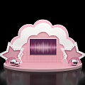 Pink Cloud Shaped Stage With Central Screen Waveform Display And Side Star Decorations Silver Spheres 3d model