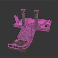 Ancient Ruined Stone Structure With Columns Staircase And Broken Platform 3d model