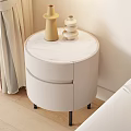Modern White Leather Chest of Drawers With LED Strip And Vases In Bedroom Corner