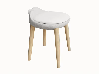 Modern Minimalist Stool With Soft Upholstered Seat And Natural Wooden Legs 3d model