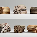 Natural Wood Logs Stacked in Various Styles for Home Heating and Decor