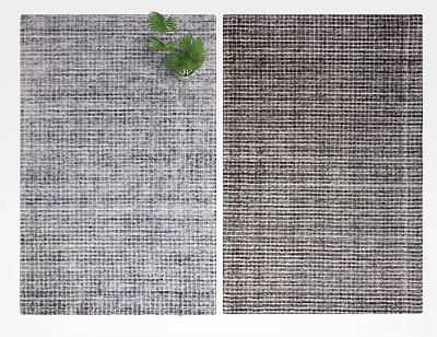 Modern Square Area Rug with Textured Weave Light and Dark Gray Home Decor 3d model