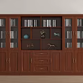 Solid Wood Storage Bookcase With Glass Doors Drawers And Decorative Accents