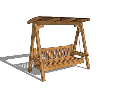 Wooden Outdoor Swing Chair with Canopy and Bench Style Design for Garden Patio Relaxation 3d model