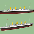 Vintage Ocean Liners With Detailed Exterior Views 3d model