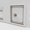 Elegant Ceiling Design With Decorative Frames Central Chandelier And Recessed Lights 3d model