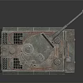 Metallic Military Tank With Armored Tracks Long Gun Barrel And Turret Design