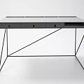 Modern Minimalist Black Desk With Metal Frame Three Drawers And Sleek Design