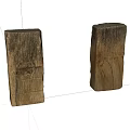Two Rustic Stone Wood Blocks With Natural Weathered Texture On White Background