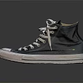 Pair of High Top Canvas Shoes in Black With White Laces and White Sole