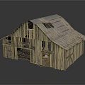 Old Industrial Barn With Wooden Structure Damaged Roof Wooden Doors And Windows