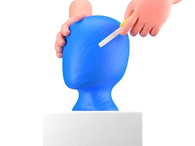Elegant Decorative Ornament Set With Blue Mannequin Head And Handcrafting Tools 3d model