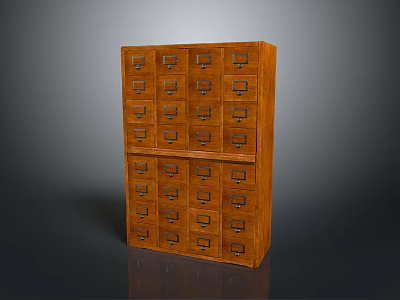Sturdy Vintage Wooden Filing Cabinet With Multiple Drawers And Classic Design 3d model