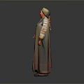 Woman In Traditional Long Dress With Headscarf Colorful Embroidery And Ornate Trim Standing