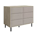 Modern Wooden Entryway Side Cabinet With Multiple Drawers And Black Legs