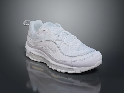 White Sports Sneakers With Mesh Upper And Air Cushion Sole Design 3d model