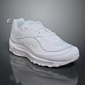 White Sports Sneakers With Mesh Upper And Air Cushion Sole Design