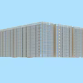 Modern Multi Storey Building Exterior With Glass Windows And Beige Structured Facade 3d model