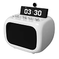White Tabletop Digital Alarm Clock with Time Display and Control Knobs 3d model