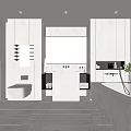 Modern Bathroom Interior With Concrete Walls Bathtub Vanity Mirror And Black Toilet