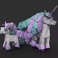 Low Poly Unicorn Models In Purple Green And White With Two Sizes For Decoration