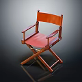 Stylish Folding Leisure Chair with Brown Wooden Frame Red Cushion and Armrests