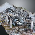 Ruins House Fragments House Ruins Realistic Model 3d model