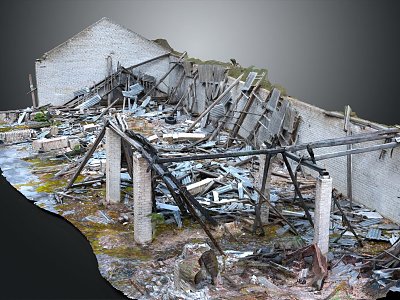 Ruins House Fragments House Ruins Realistic Model 3d model