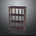 Green Potted Indoor Plant Placed on Wooden Three Tiered Shelf with Decorative Design