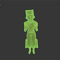 Golden Sculpture Carving of Traditional Figure Wearing Tall Hat and Long Robe