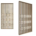Modern Wooden Room Divider Interior With Geometric Pattern And Vertical Slats 3d model